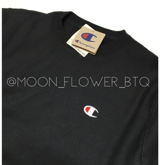Champion Reverse Weave Crew Neck Sweatshirt Black - Picture 8 of 14